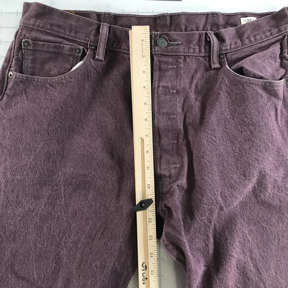 Levi's 501 Jeans Mens 38x28 Purple Straight Leg Button Fly Cone Denim Dark Wash